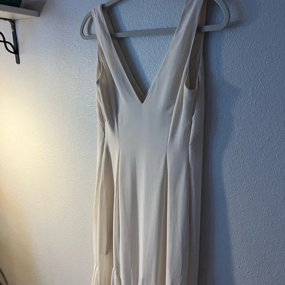 Abercrombie Plunge Godet Maxi Dress | Size Small | Altered | Warm Beige - Picture 8 of 9